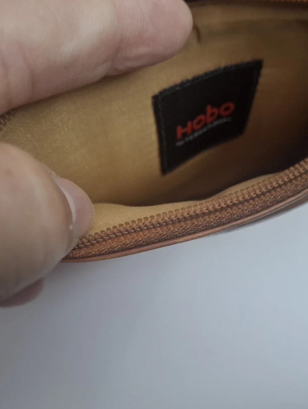 HOBO Tan Leather Zip Wallet with Front Flap Pocket